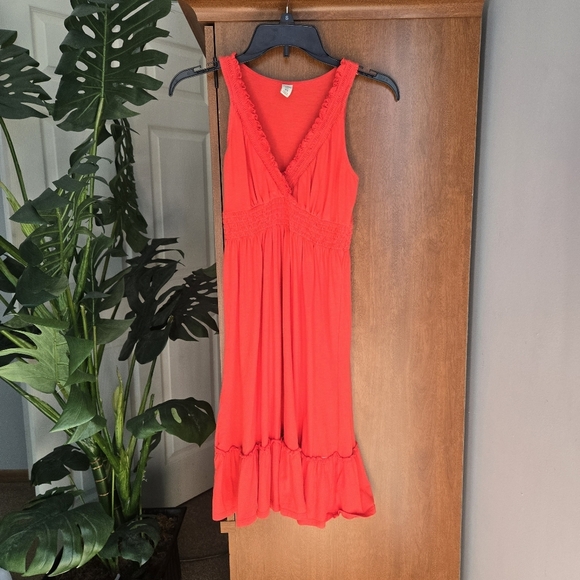 Old Navy Orange Ruched Sundress V-Neck Sleeveless - Picture 1 of 4